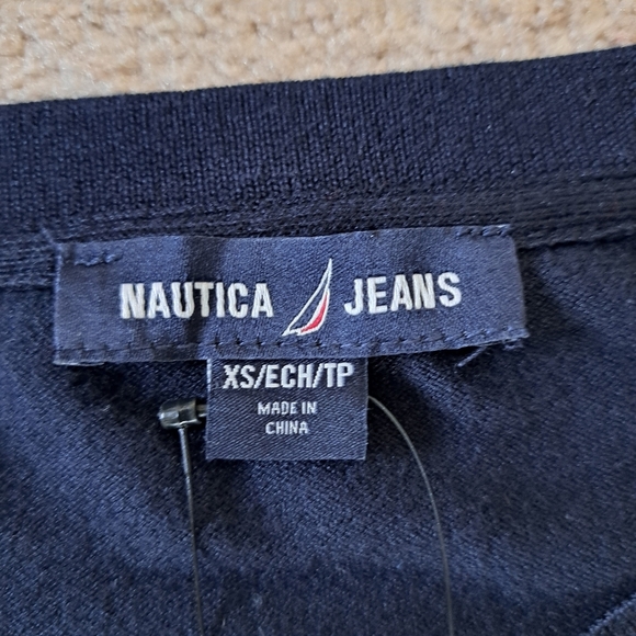 Nautica Jeans Striped Sweater Women's XS Navy Blue White Stripe Lightweight Knit - Picture 5 of 13